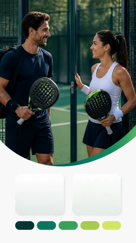 Zwei Padelspieler begrüßen sich freundlich am Eingang zum Court.